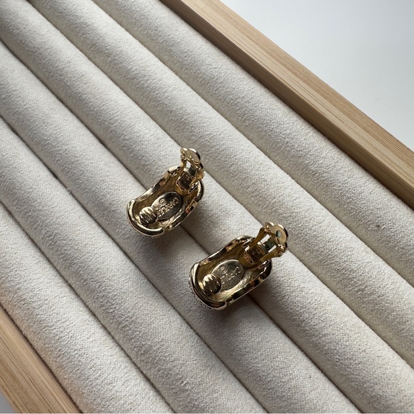 Vintage Carolee Rhinestone Pave Clip On Earrings - Picture 3 of 11